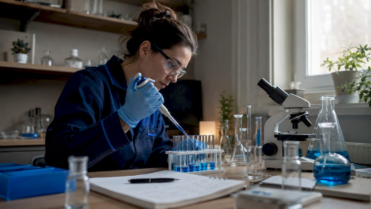 Scientist preparing collagen peptide samples in lab