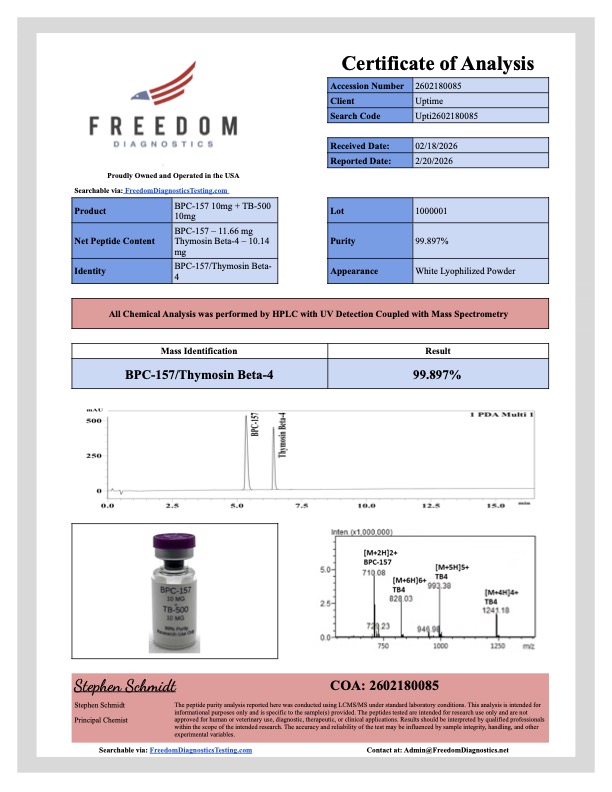 BPC-157/TB-500 (10/10mg) Certificate of Analysis from Synthro Lab