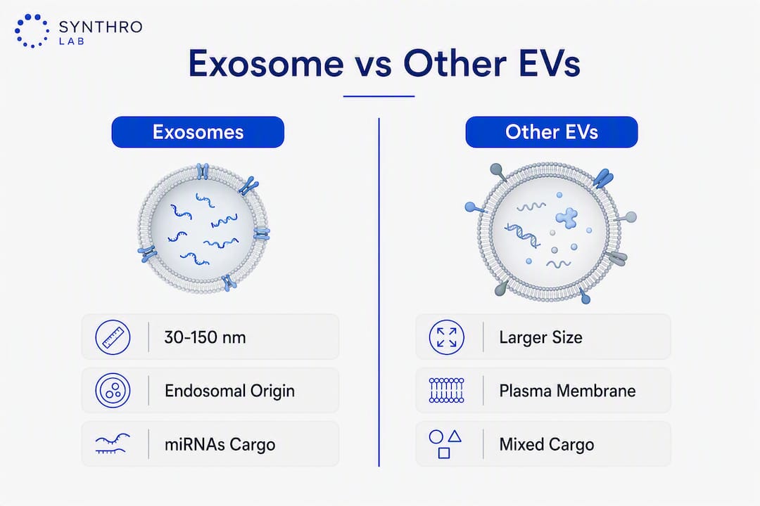 Infographic comparing exosomes and other extracellular vesicles