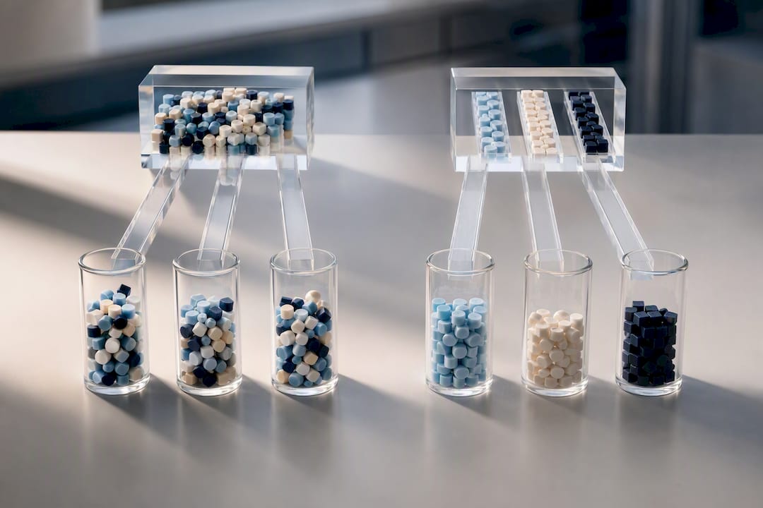 Illustration showing variable peptide extract composition